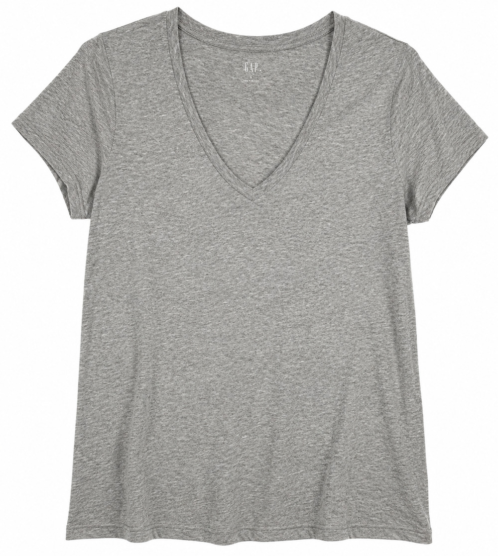 Gap Favorite Tee Womens Large Gray V Neck Cotton Modal Blend Short Sleeve Shirt